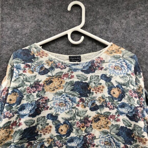 VTG Objects Dart Womens Grandma Floral Knit Long Sleeve Top Size L Granny - Picture 3 of 12